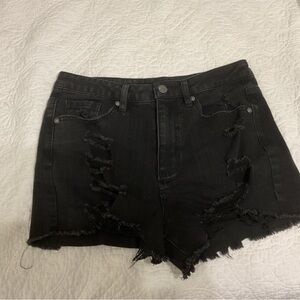 Almost Famous Black Ripped Jean Shorts